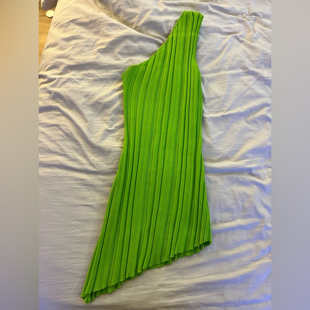 Zara Green One-Shoulder Mini Dress